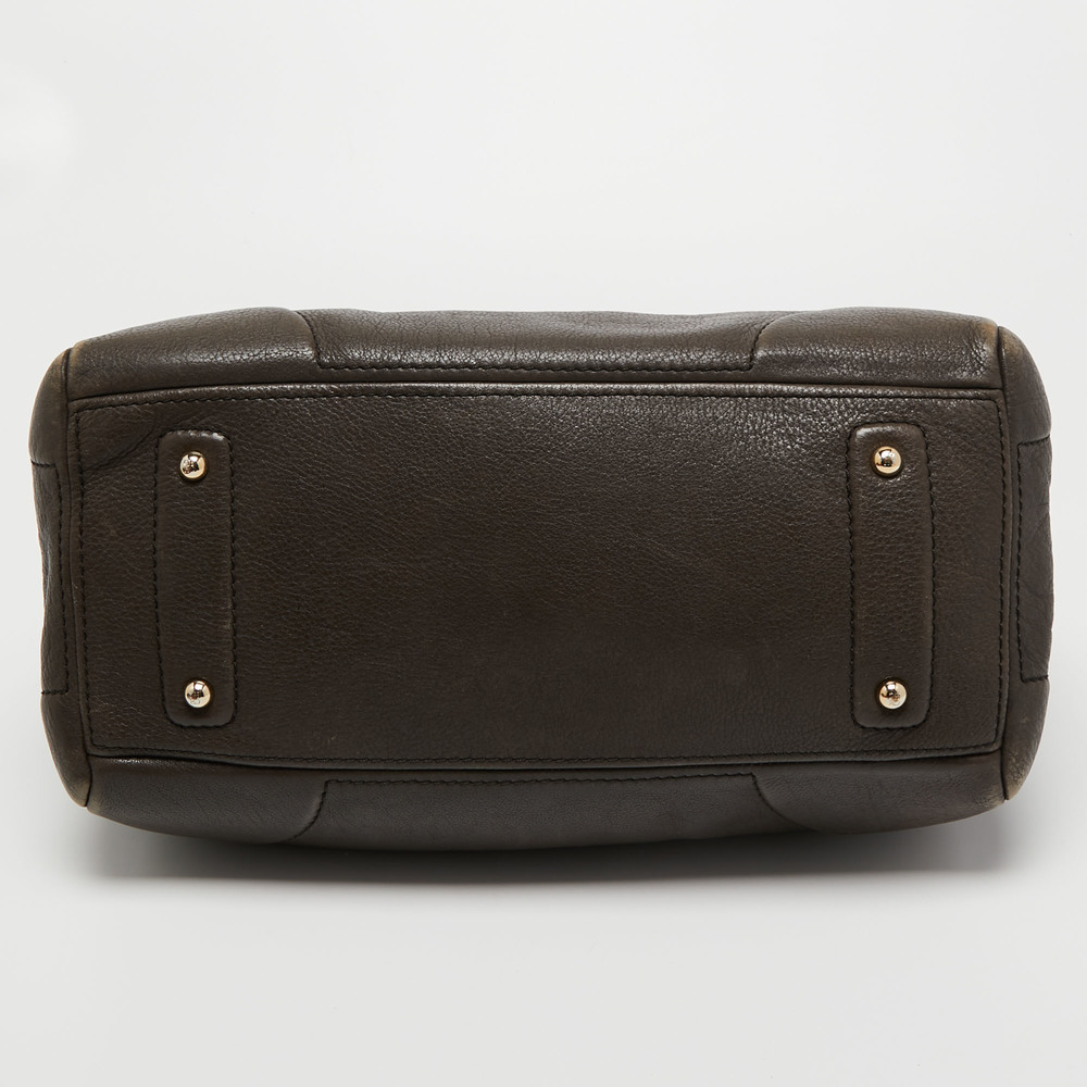 CH CAROLINA HERRERA Dark Grey Monogram Leather Large Boston Bag - Picture 8 of 8
